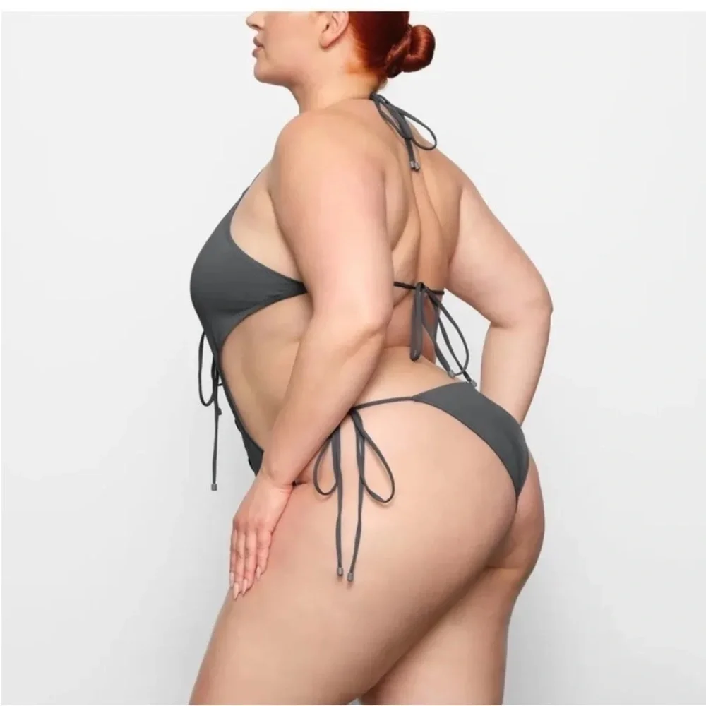 Skims XL swim lace up Monokini gunmetal NWT